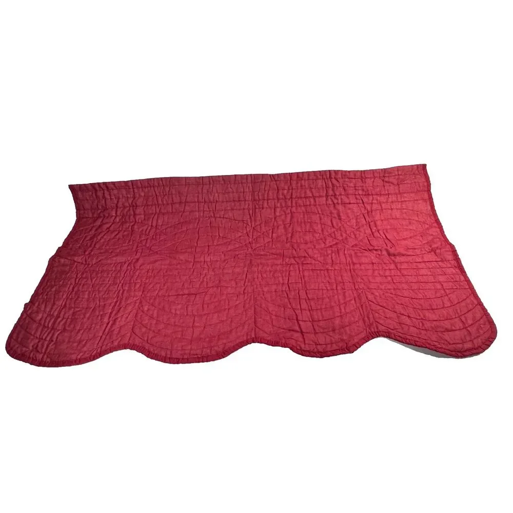 BrylaneHome Quilted Window Valance Burgundy Red Scalloped Edge Curtains 9502733